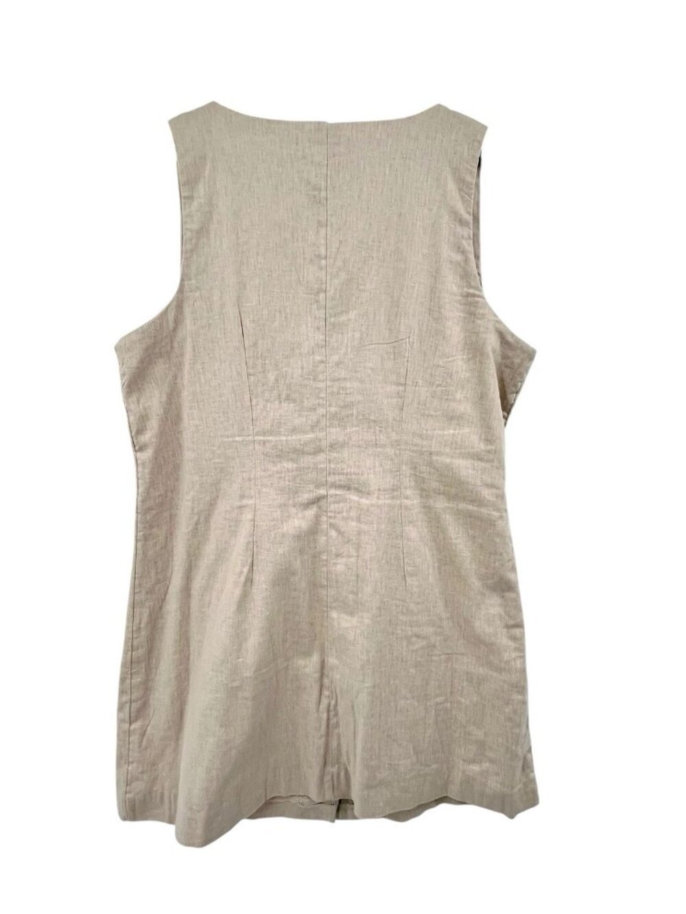 ABERCROMBIE & FITCH Women's Khaki Linen Sleeveless Square Neck Shirt Dress XLT - Picture 4 of 4